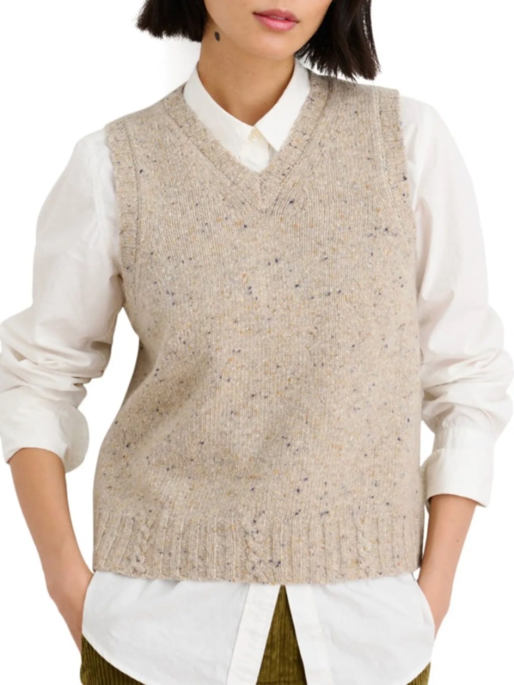 Alex Mill Francis Merino Wool Blend Sweater Vest Oatmeal